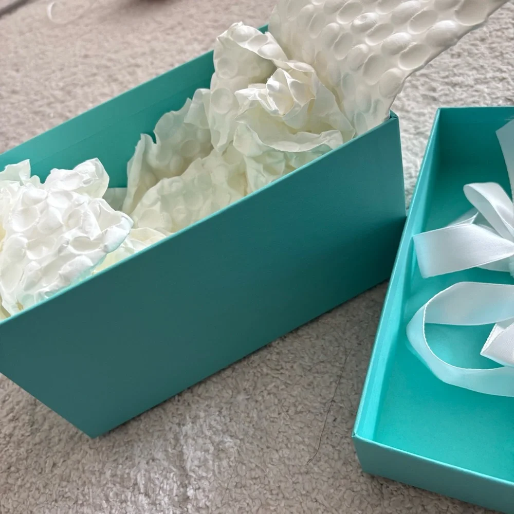 Tiffany & Co. Robin’s Egg Blue Gift Box with White Ribbon